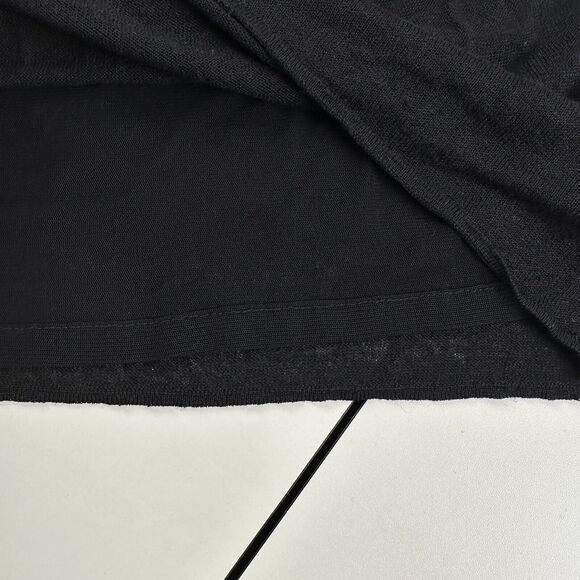 Sandro Black Linen Blend Knit Drawstring Waist V Neck Dress Womens Sz 1 US S - Picture 10 of 11